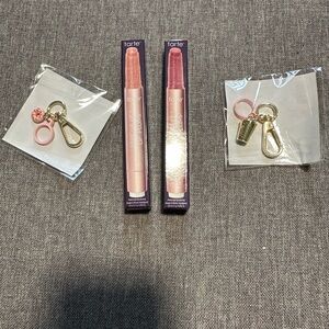 Tarte Dunkin Donuts Lip plump with Gold and Pink Keychains